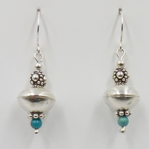 DKC-2030 Earrings Dangles, Silver and TQ at Hunter Wolff Gallery